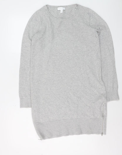 PRETTYLITTLETHING Women's Grey Long Sleeve Tunic Jumper Size S