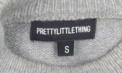 PRETTYLITTLETHING Women's Grey Long Sleeve Tunic Jumper Size S