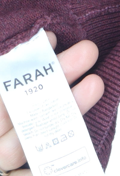 Farah 1920 Men’s Red Cotton Half Zip Jumper M Regular Fit