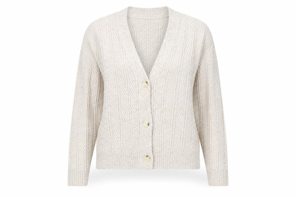 Marks & Spencer Womens Beige Knit V-Neck Cardigan Size L