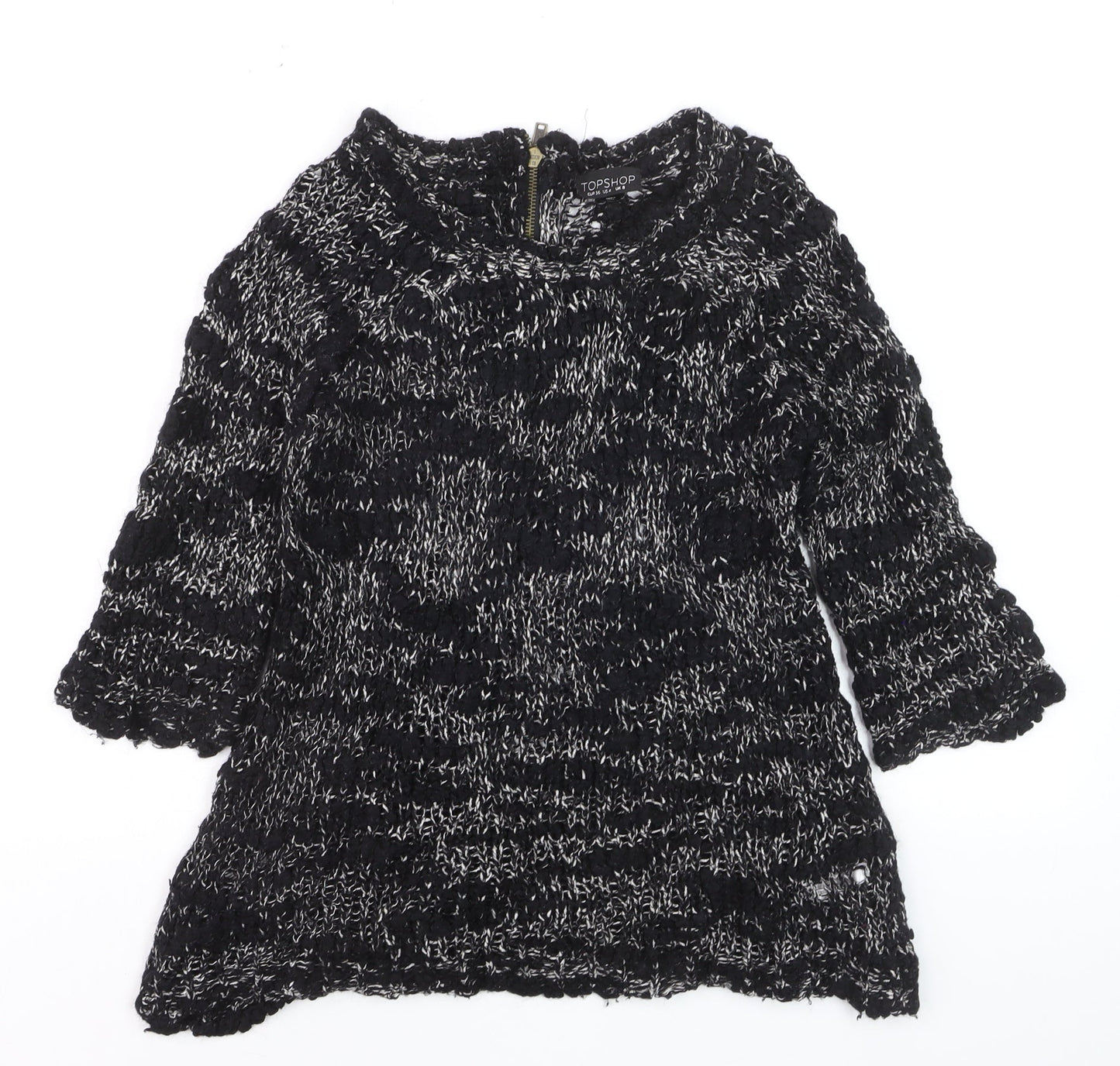 Topshop Women's Black Chunky-Knit Pullover Jumper UK 8