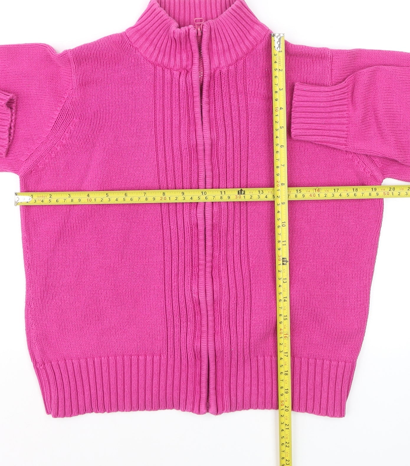 EWM Women's Pink Full Zip Cotton Mock Neck Jumper Size M