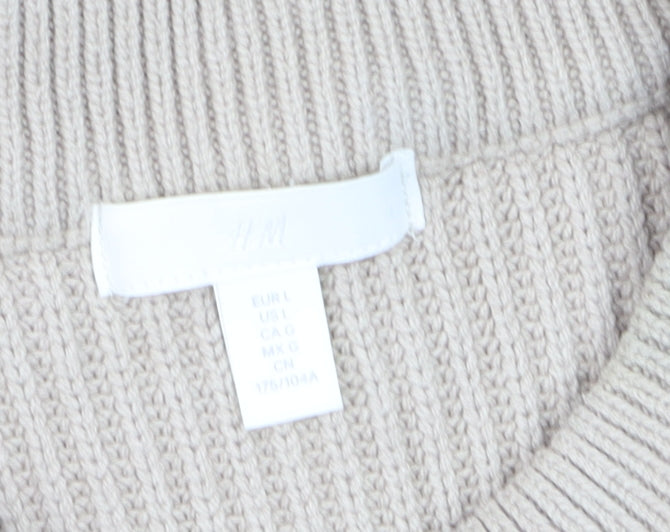 H&M Women Beige Sleeveless Chunky Knit Vest Jumper Size 14