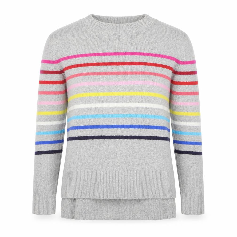 GAP Men's Grey Striped Wool Blend Crew Neck Jumper XS