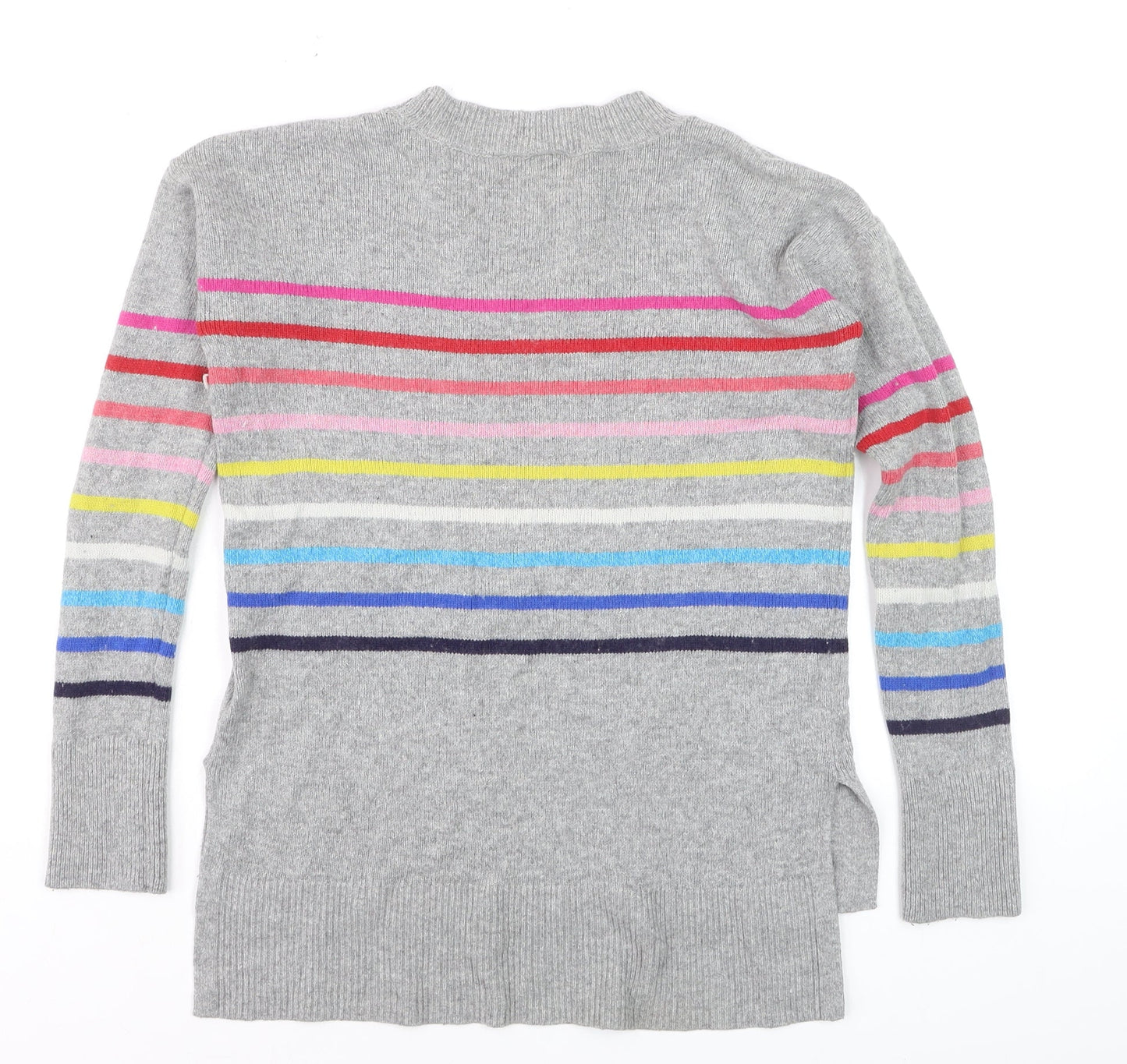 GAP Men's Grey Striped Wool Blend Crew Neck Jumper XS