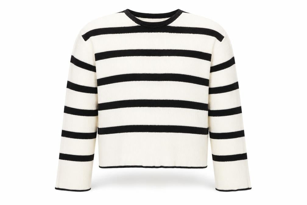 Vero Moda Unisex White Black Striped Knit Pullover Jumper M