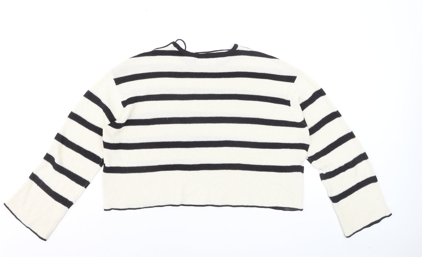 Vero Moda Unisex White Black Striped Knit Pullover Jumper M
