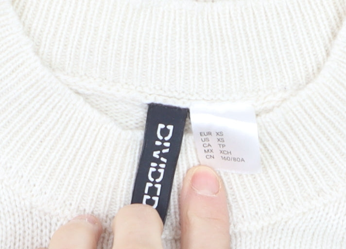 DIVIDED Men’s Ivory Black Striped Crew Neck Acrylic Jumper XS