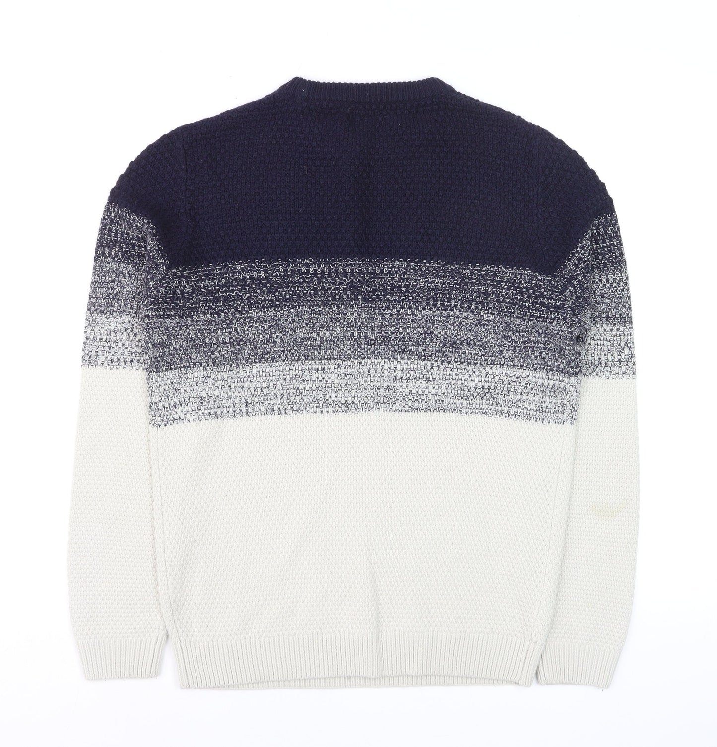 River Island Men's Blue Striped Knit Jumper Size S Crew Neck