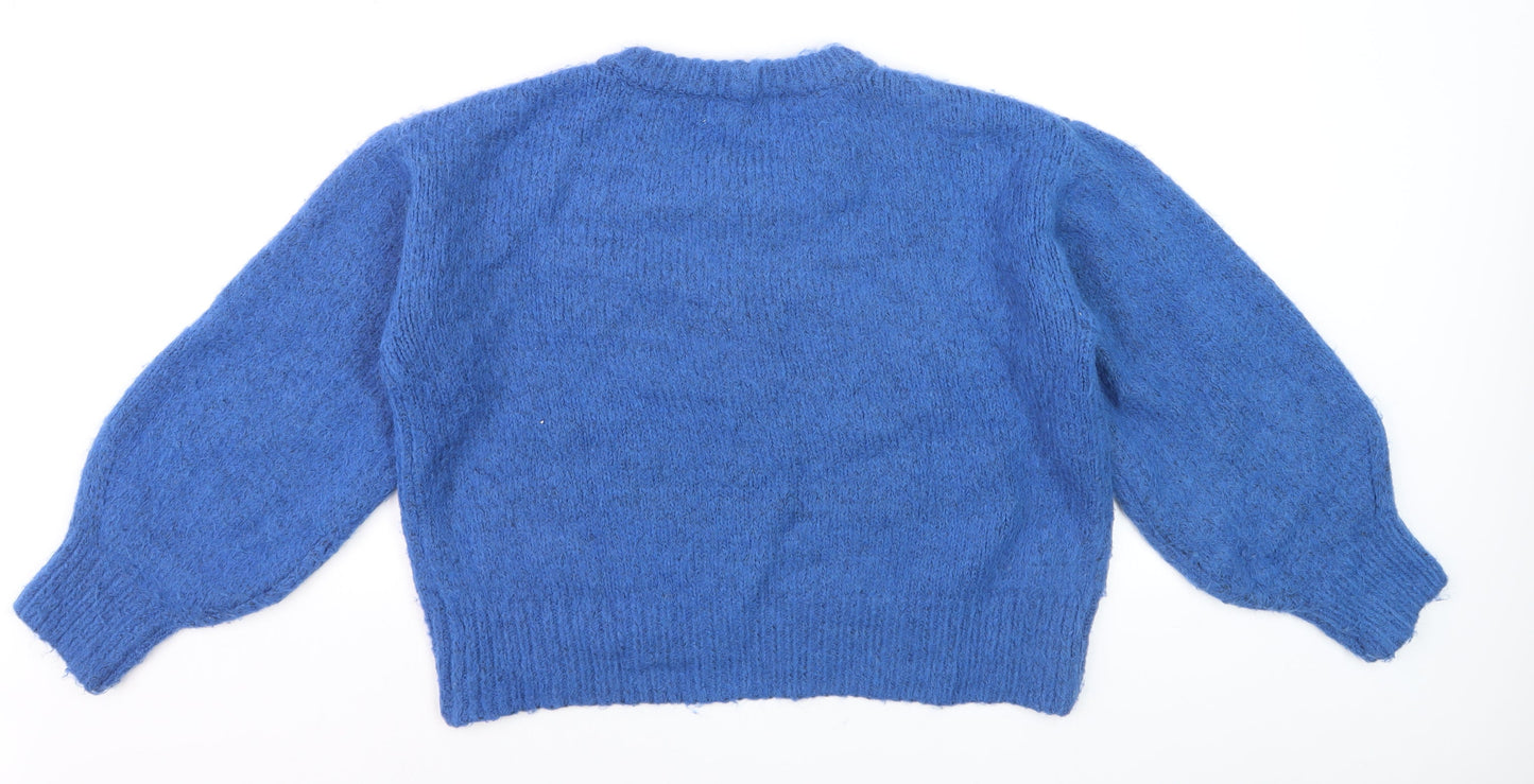 Next Emma Willis Women Blue Alpaca Wool Blend Chunky Knit Jumper S