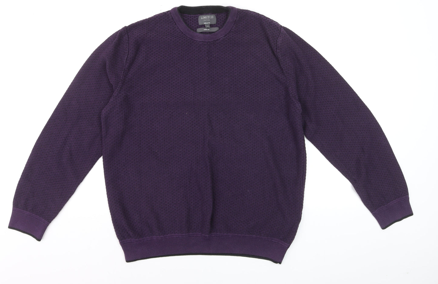 Marks and Spencer Men's Purple Tailored Fit Cotton Knit Jumper Size L
