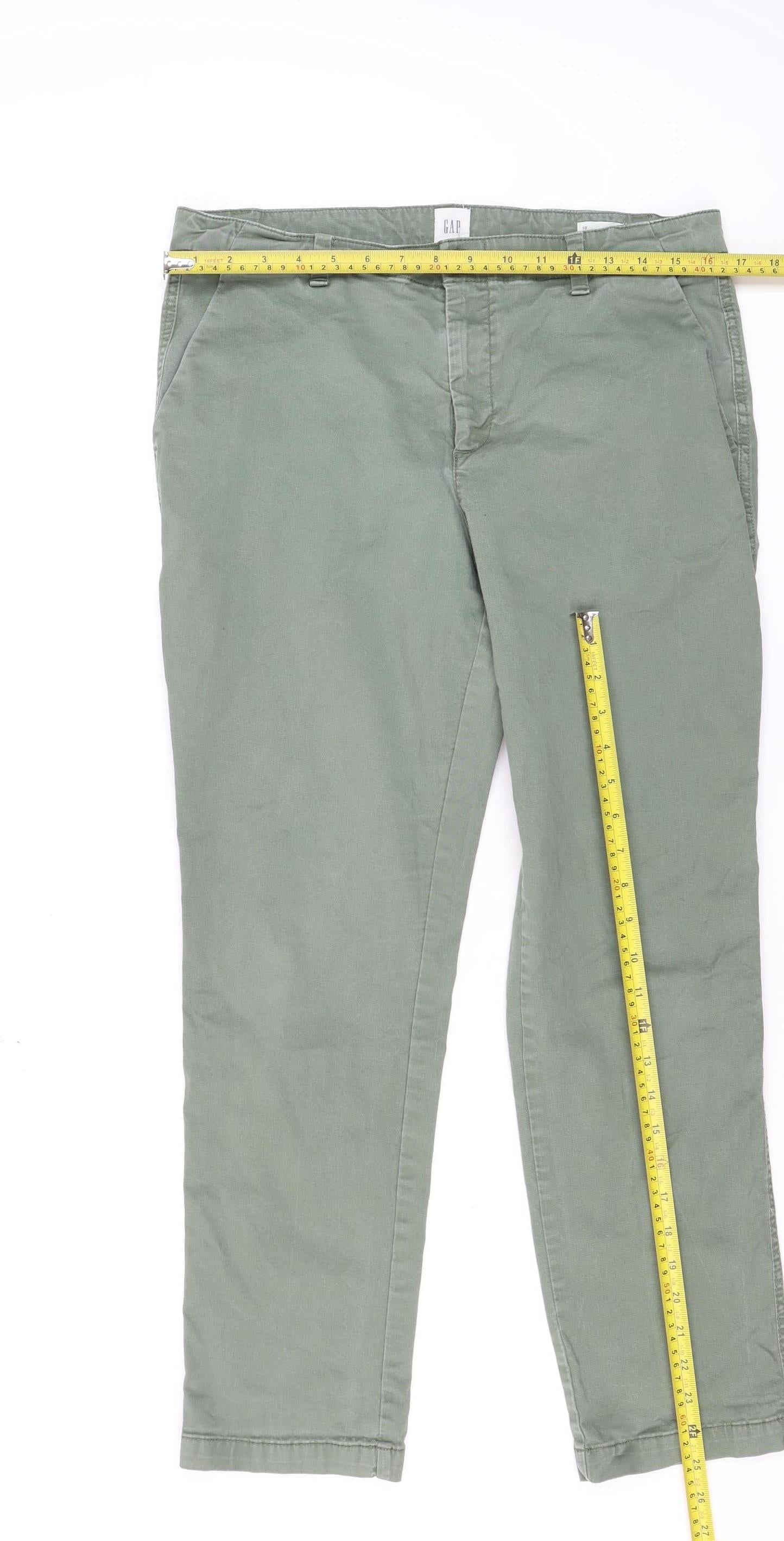 GAP Green Girlfriend Chino Trousers Slim Fit Cotton Blend UK 10