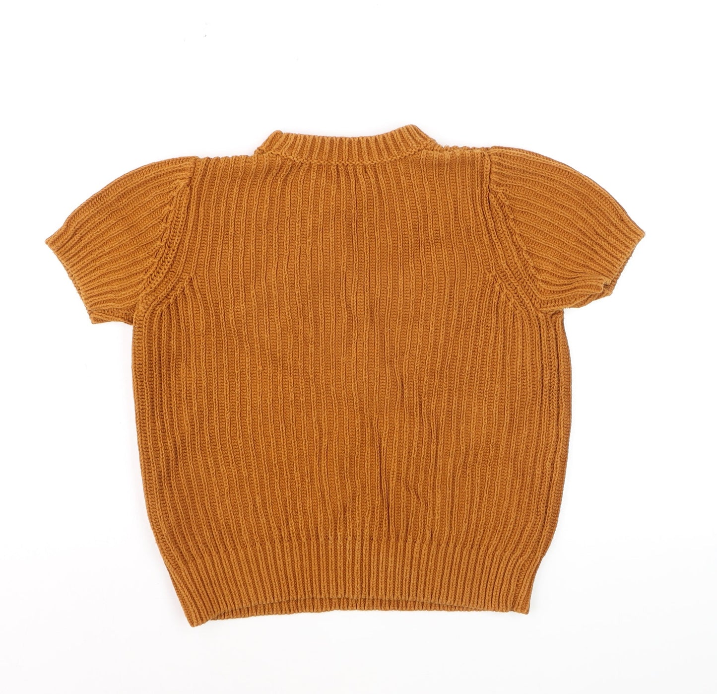COS Womens Brown Cotton Chunky Knit Short Sleeve Jumper XS