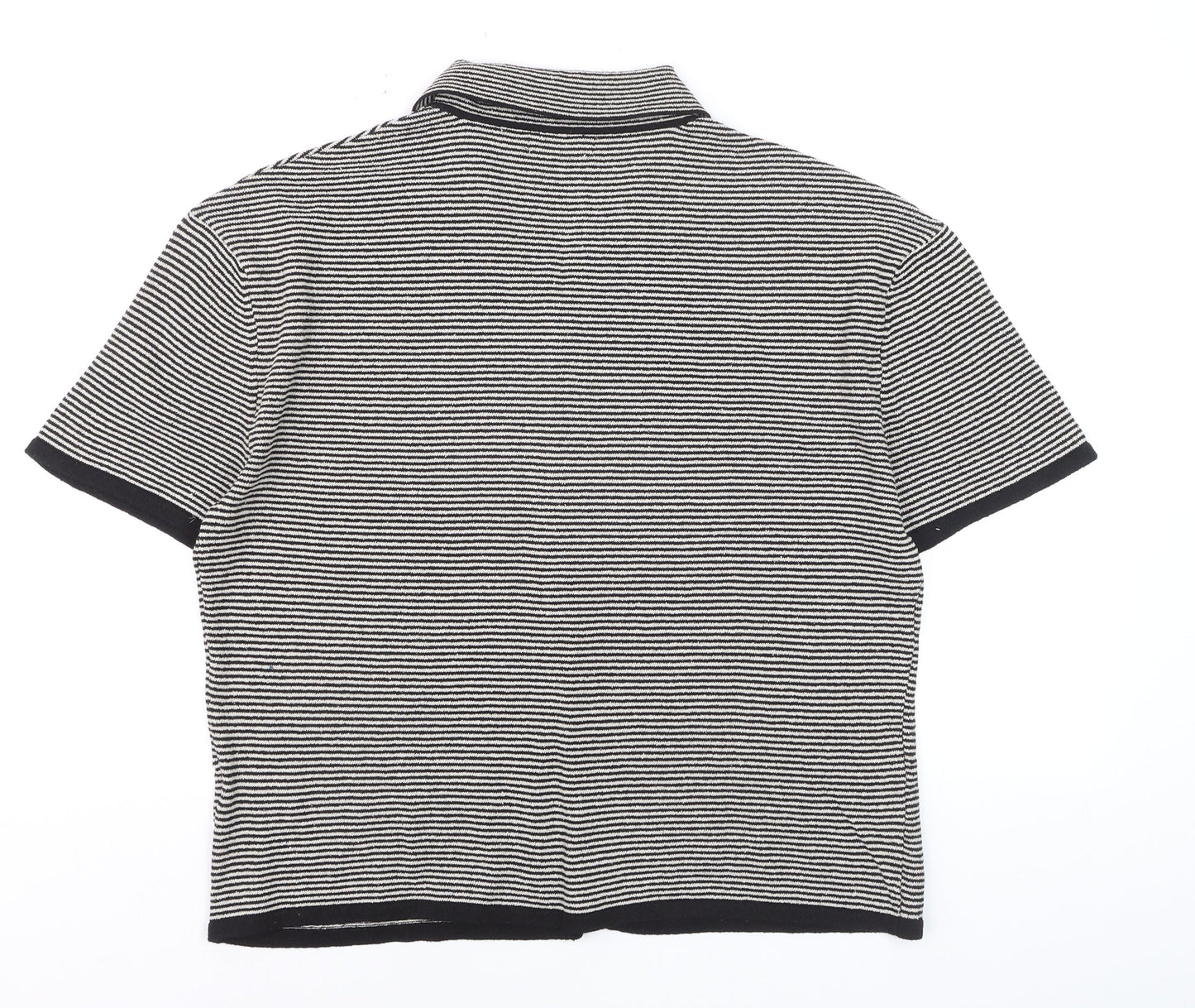 Zara Men’s Black Striped Knit Short Sleeve Polo Shirt Size M