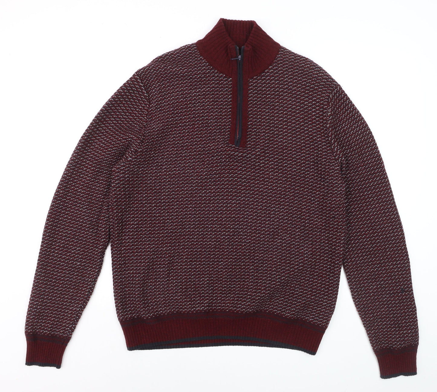 Marks and Spencer Blue Harbour Women's Red 1/2 Zip Wool Jumper L