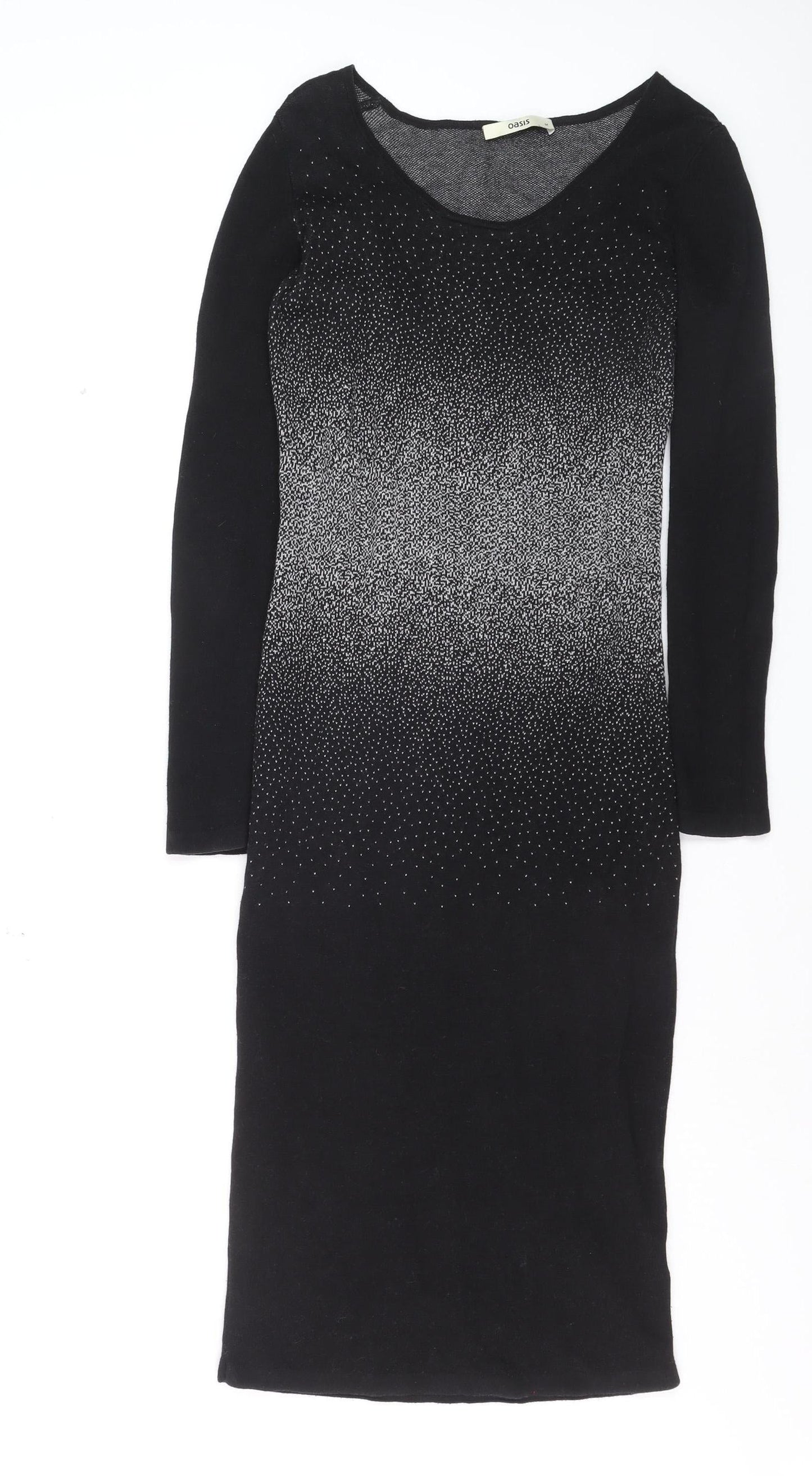 Oasis Women Black Bodycon Knit Sequin Dress Size M