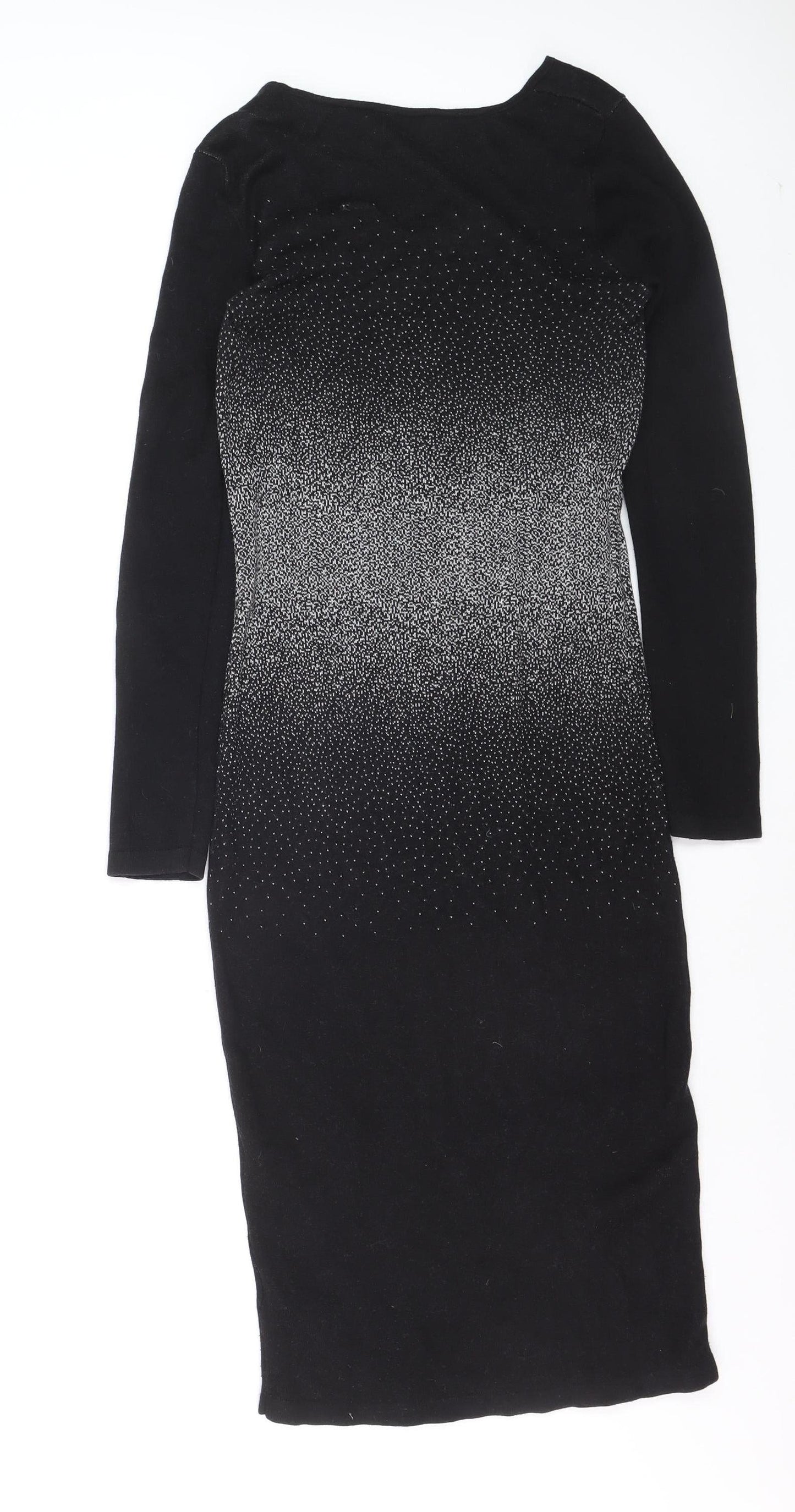 Oasis Women Black Bodycon Knit Sequin Dress Size M
