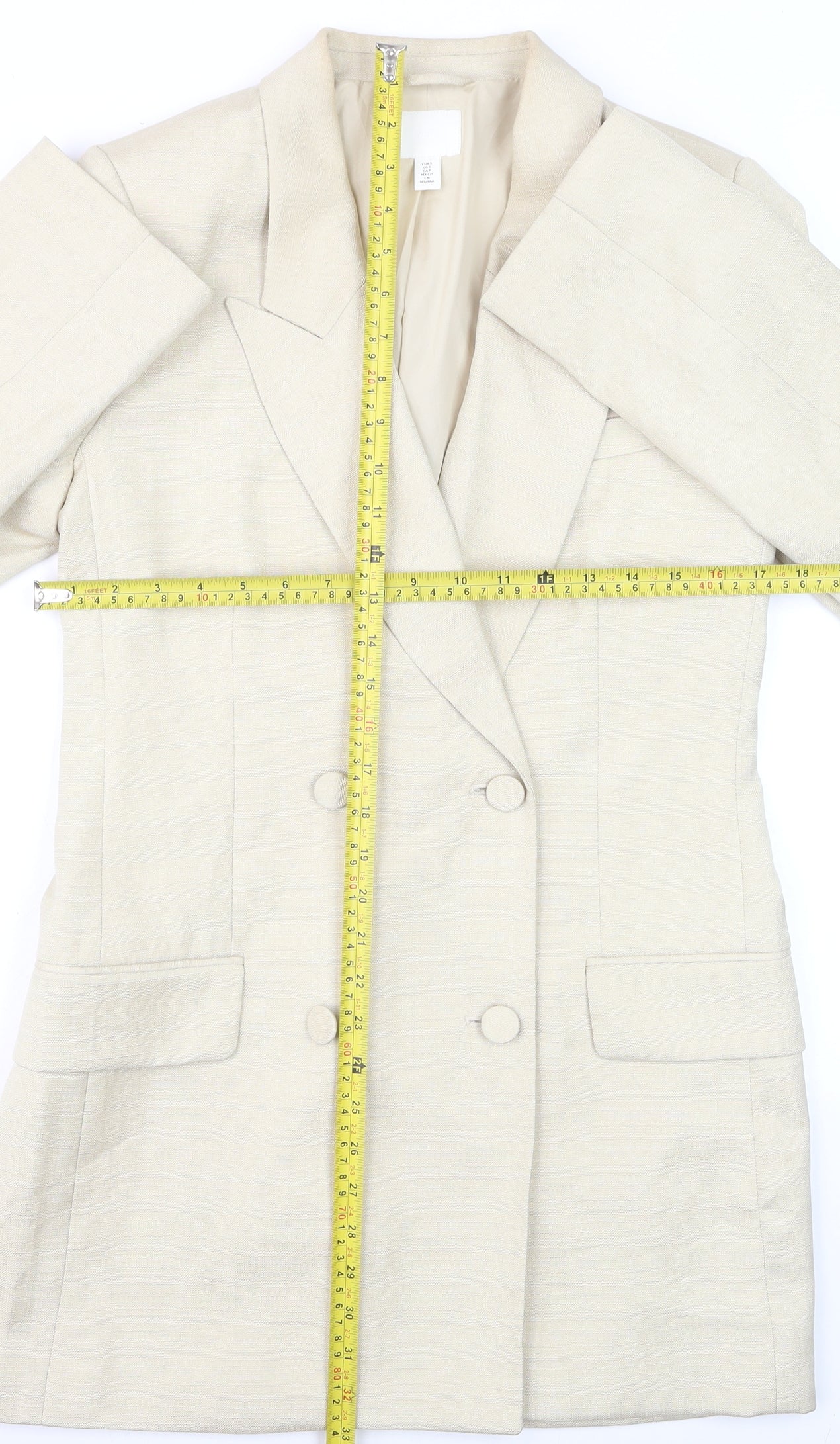 H&M Women’s Beige Double-Breasted Blazer Jacket Size S