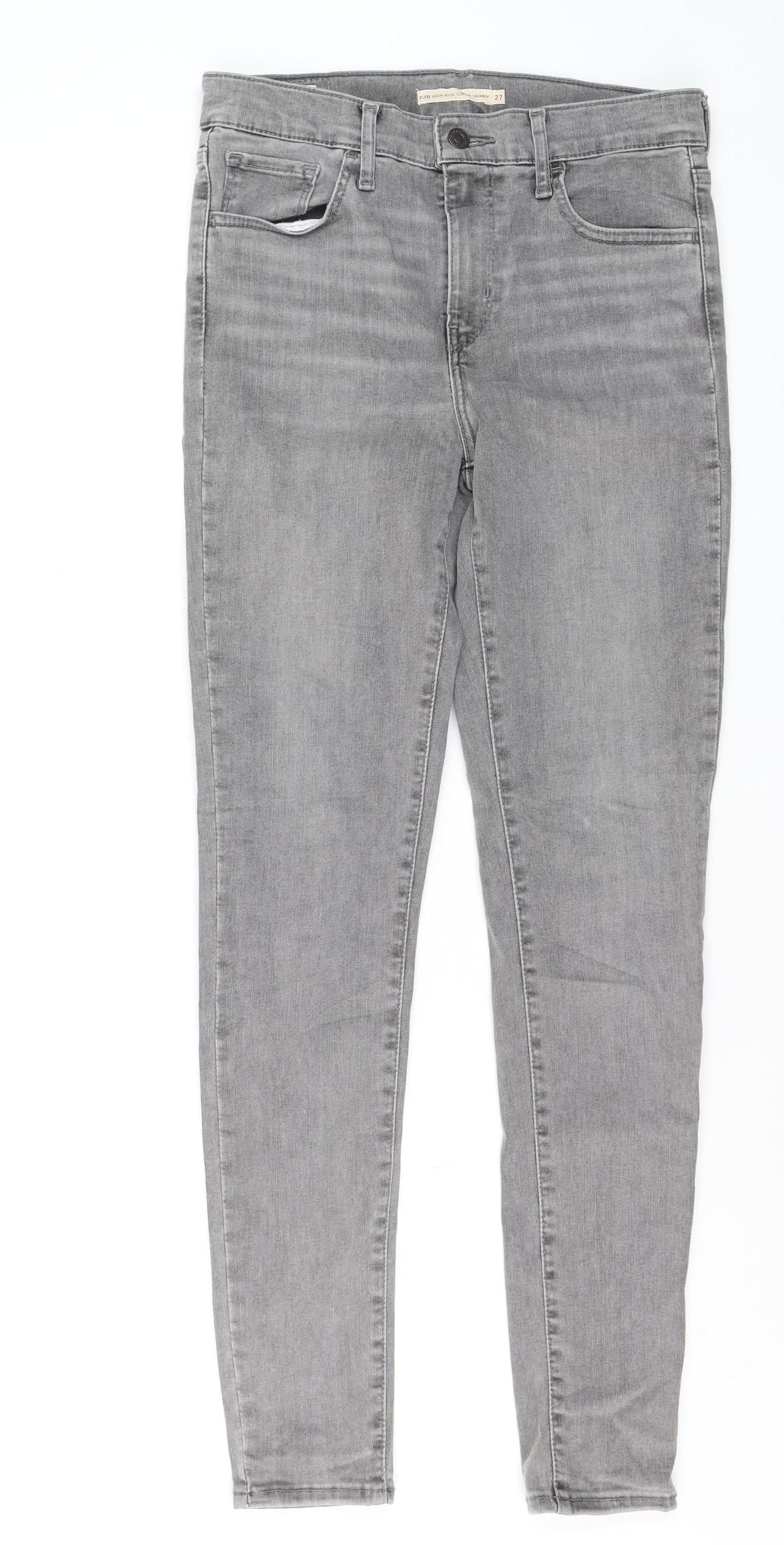 Levi's 720 High Rise Super Skinny Grey Jeans Womens Size 27