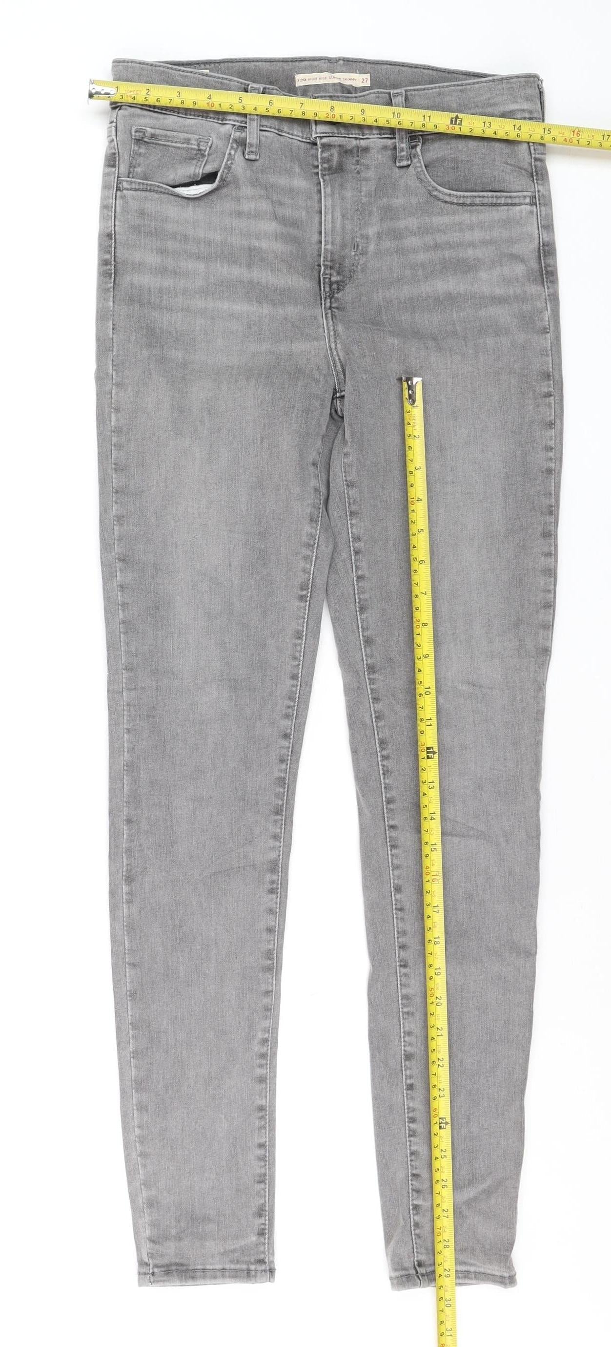 Levi's 720 High Rise Super Skinny Grey Jeans Womens Size 27