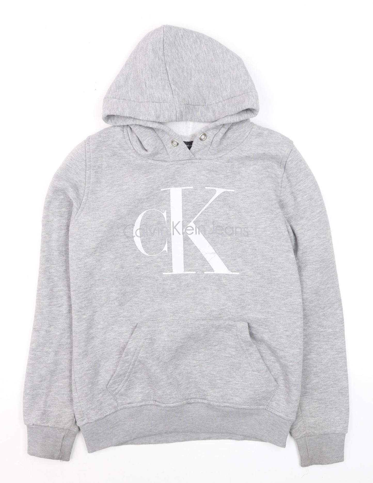 Calvin Klein Jeans Women's Grey Hoodie Medium Cotton Pullover
