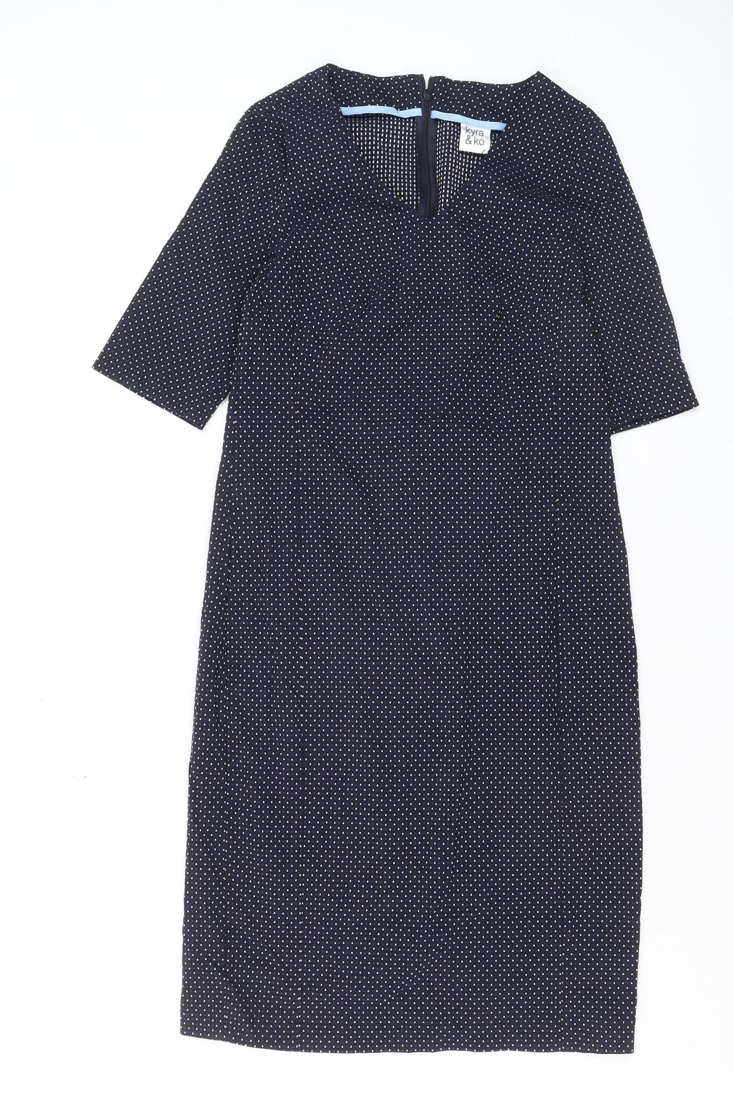 Kyra & Ko Women’s Blue Polka Dot Sheath Dress Size 6 V-Neck