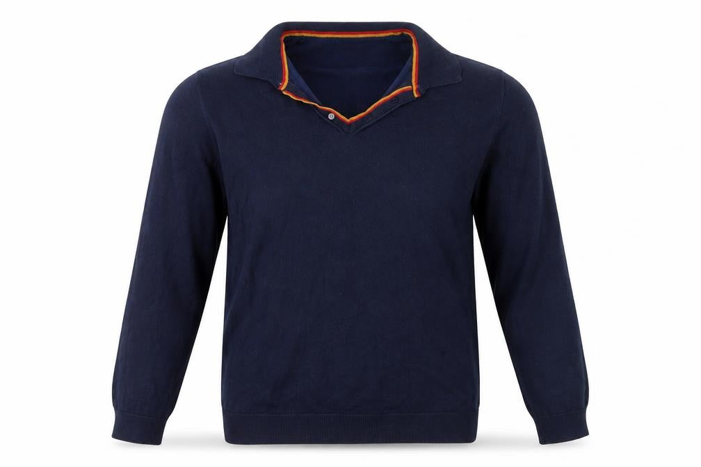Next Men Blue Collared Long Sleeve Cotton Knit Jumper L