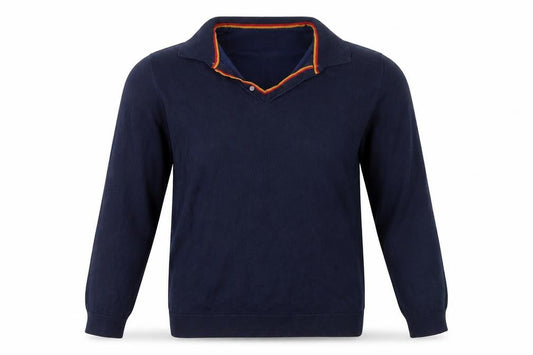 Next Men Blue Collared Long Sleeve Cotton Knit Jumper L