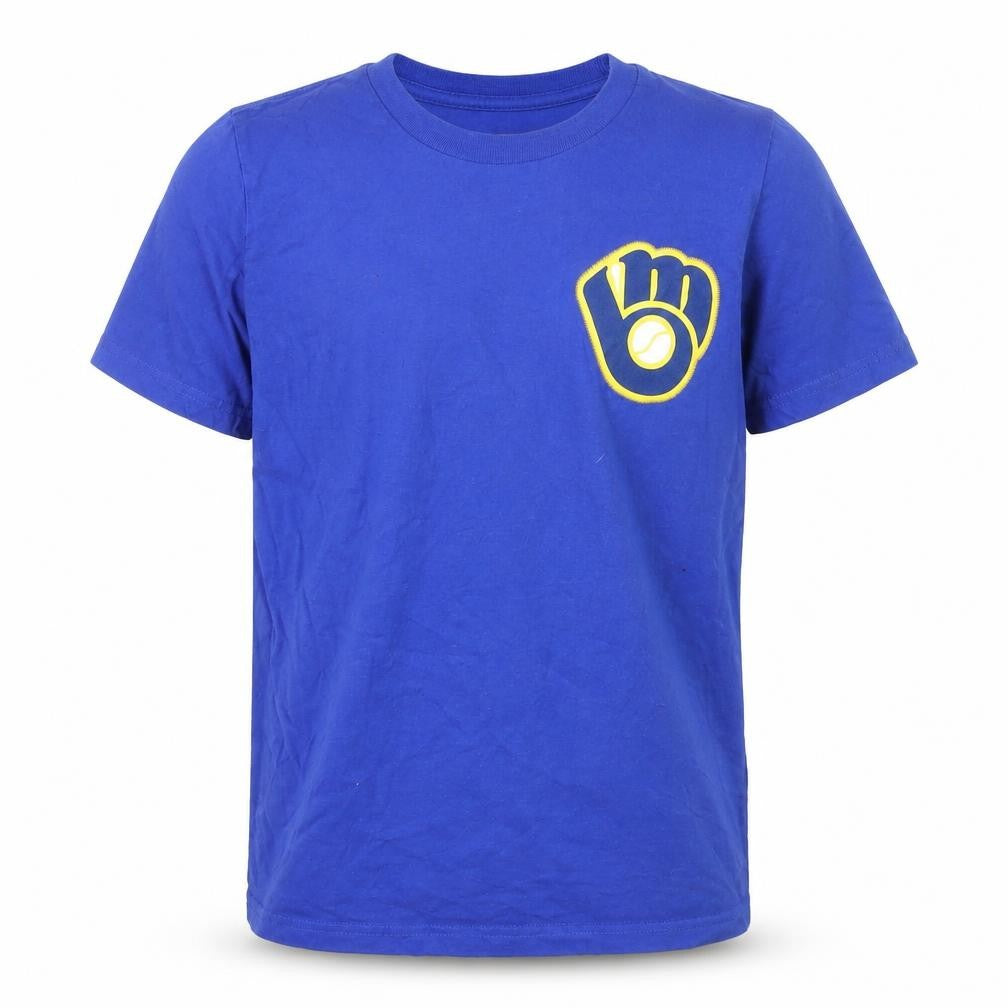 MLB Genuine Merchandise Boys Blue Baseball T-Shirt Yelich 22 Size 8/10 Cotton