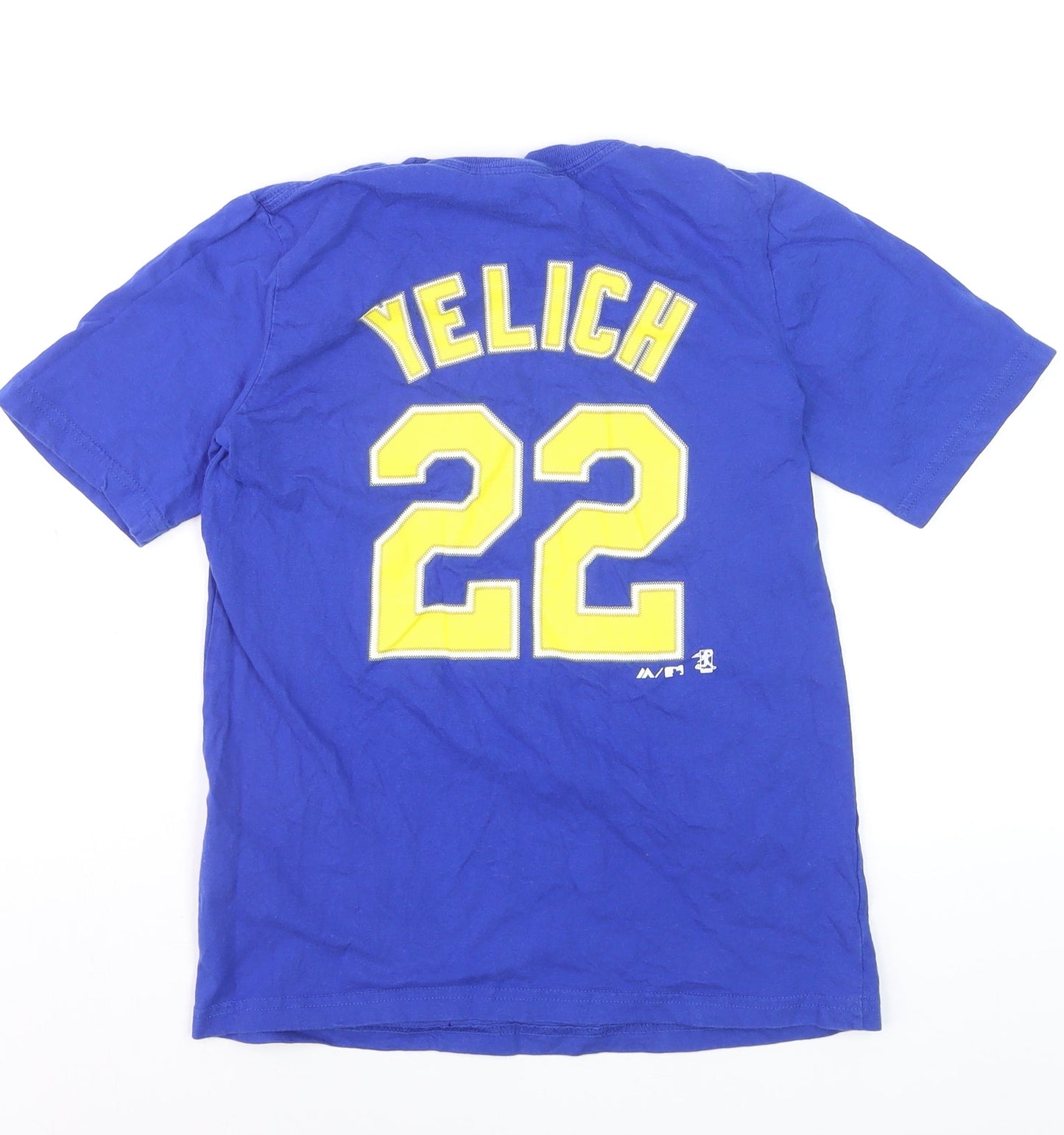 MLB Genuine Merchandise Boys Blue Baseball T-Shirt Yelich 22 Size 8/10 Cotton