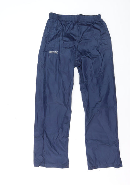 Additional front view of Regatta boys’ blue waterproof ski trousers 9-10 years elastic waist