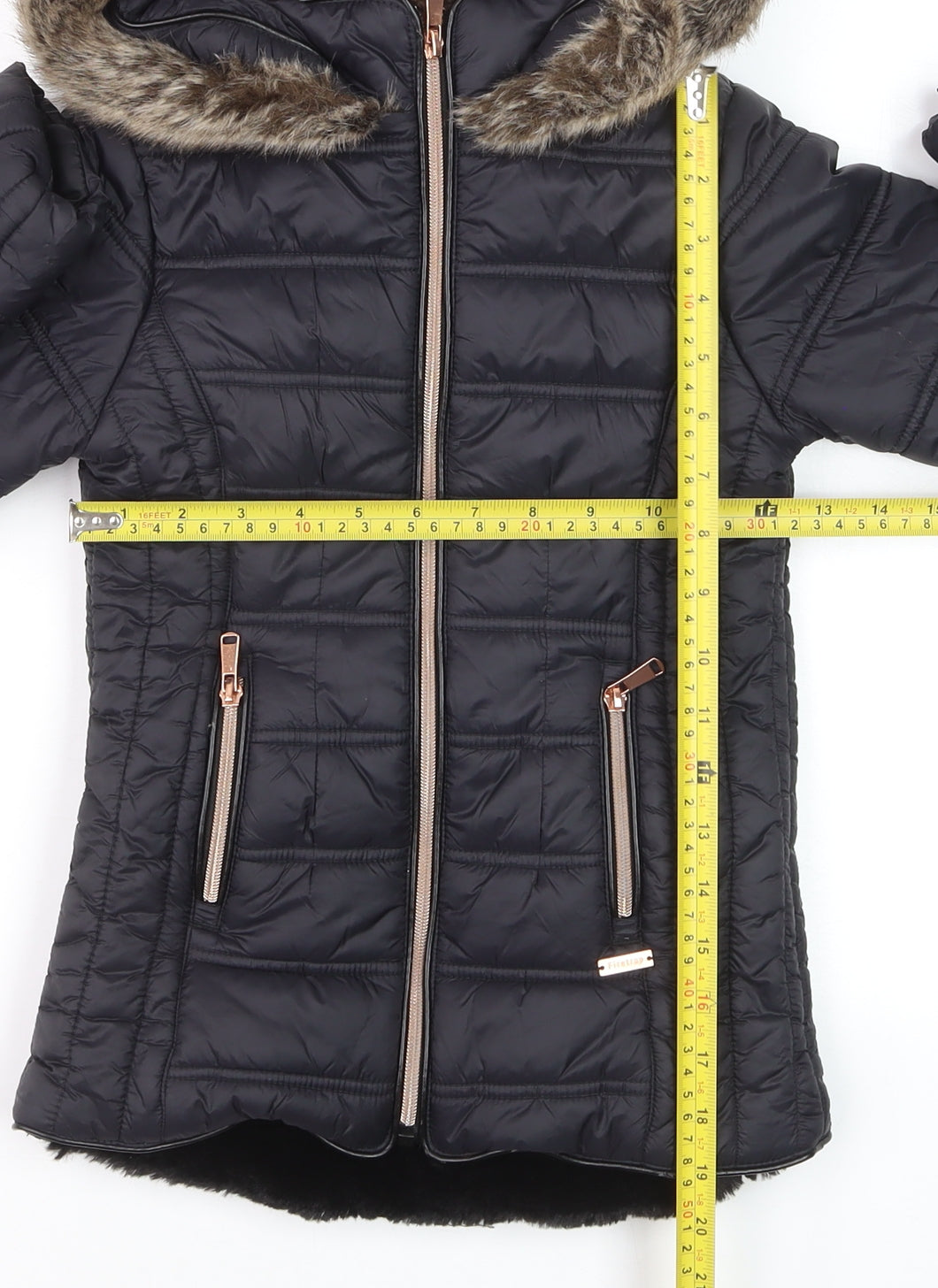 Firetrap Girls Black Faux Fur Hooded Puffer Jacket 9-10 Years