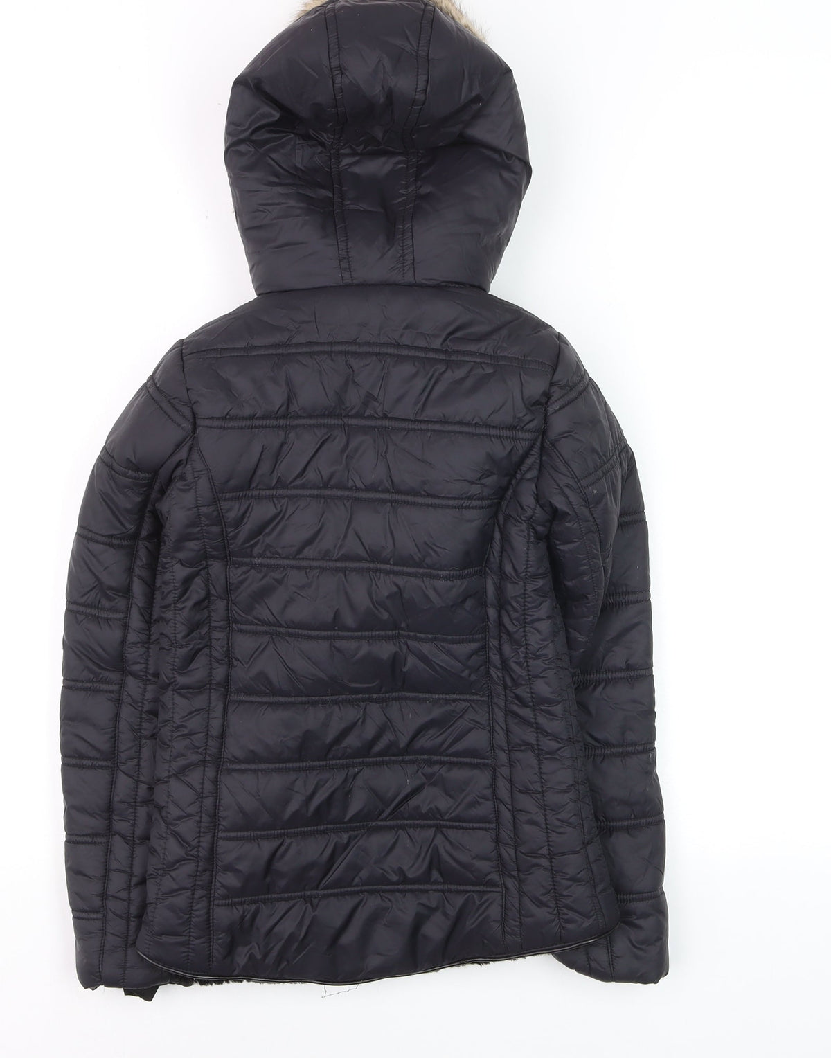 Firetrap Girls Black Faux Fur Hooded Puffer Jacket 9-10 Years