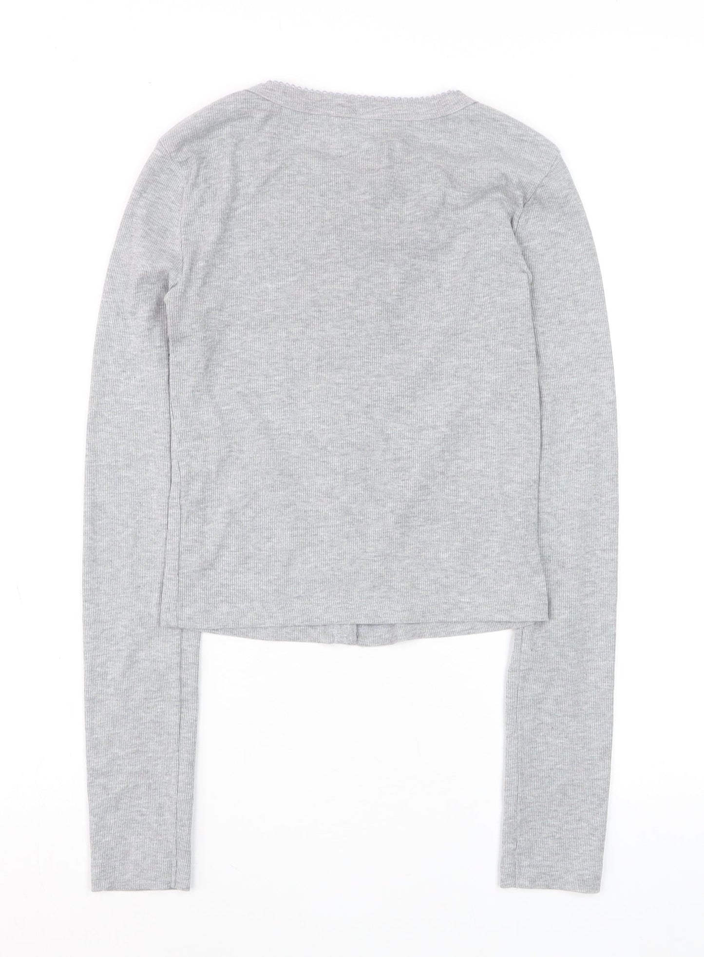 BDG Urban Outfitters Women's Grey Button-Up Long Sleeve Cropped Top Size S