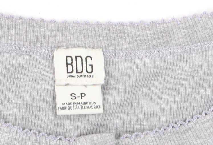 BDG Urban Outfitters Women's Grey Button-Up Long Sleeve Cropped Top Size S
