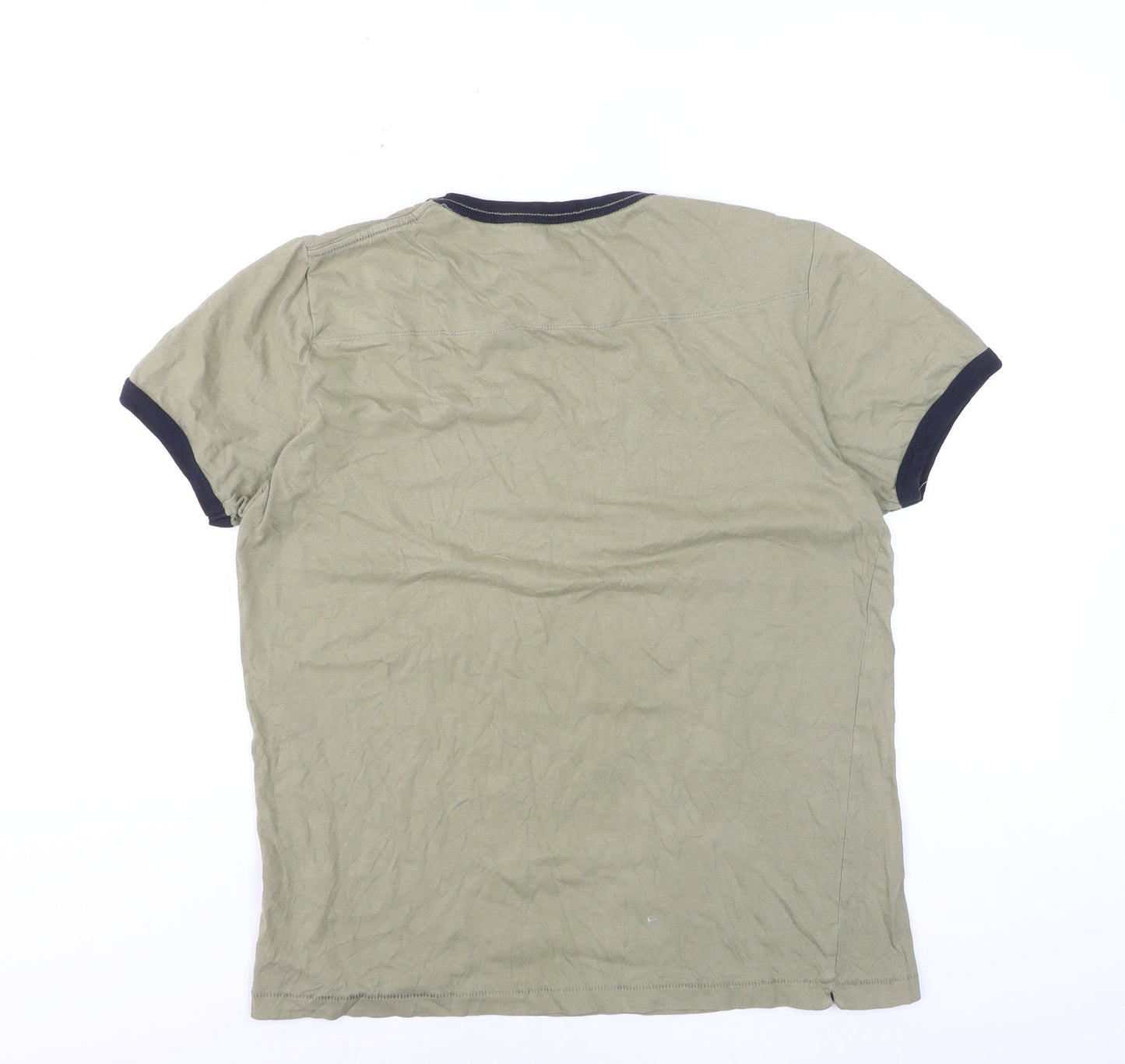 French Connection Men's Green Crew Neck Short Sleeve Cotton T-Shirt L