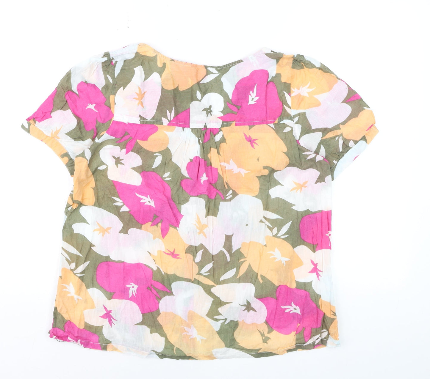 Cotton Traders Women's Multicoloured Floral Blouse Size 12 Short Sleeve