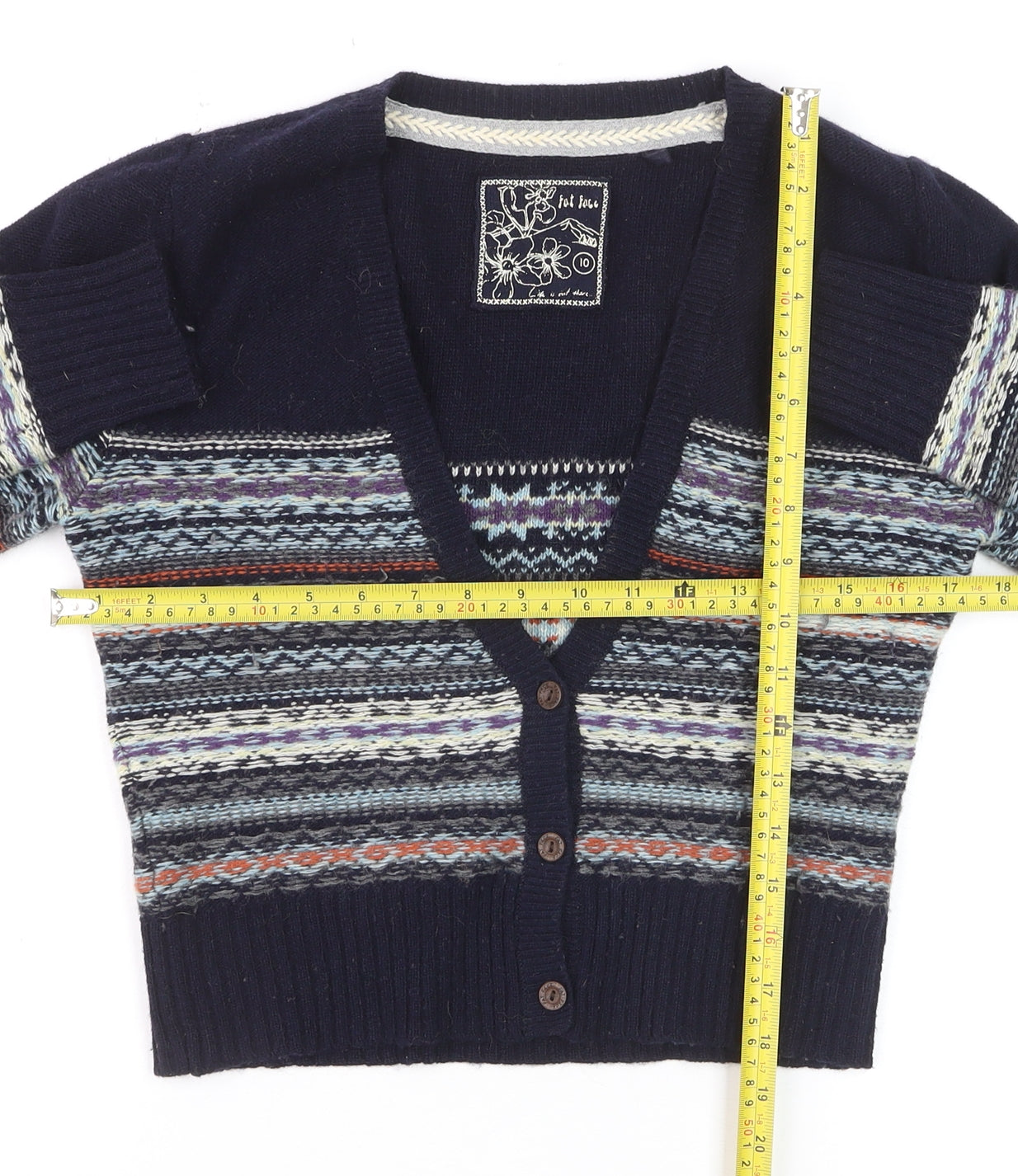 Fat Face Women’s Multicoloured Fair Isle Wool Blend Cardigan Size 10