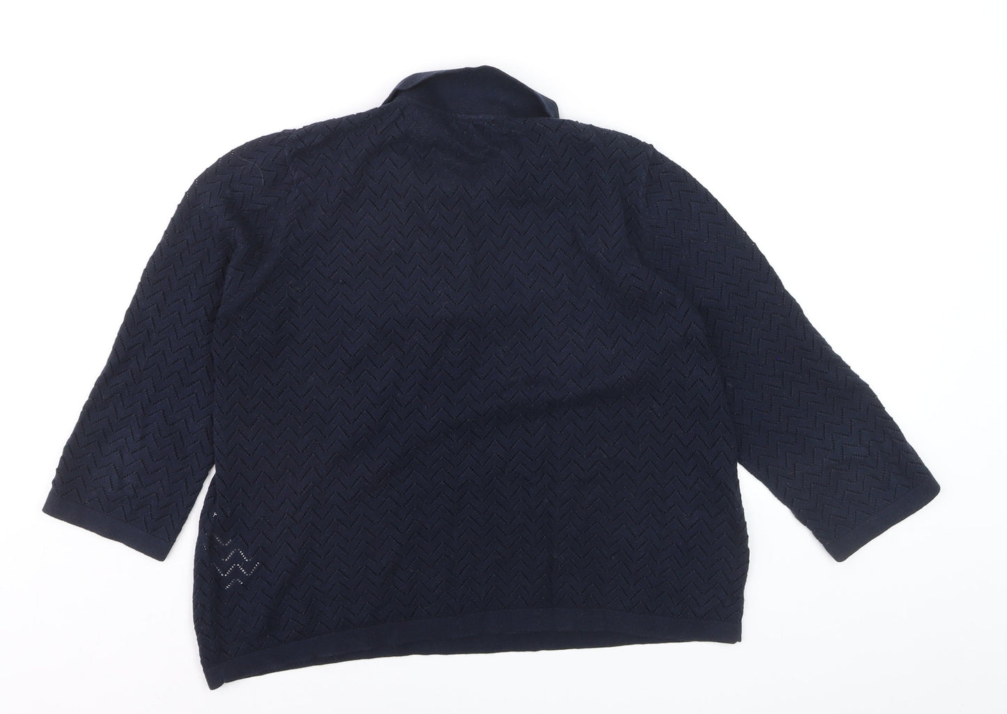 Great Plains Womens Blue Collared Henley Knit Jumper Size 12