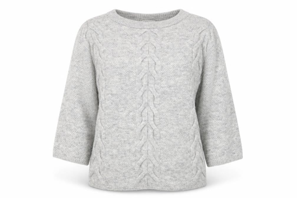 Marks & Spencer Women Grey Cable-Knit Pullover Jumper Size 12