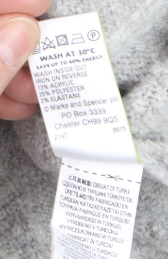 Marks & Spencer Women Grey Cable-Knit Pullover Jumper Size 12