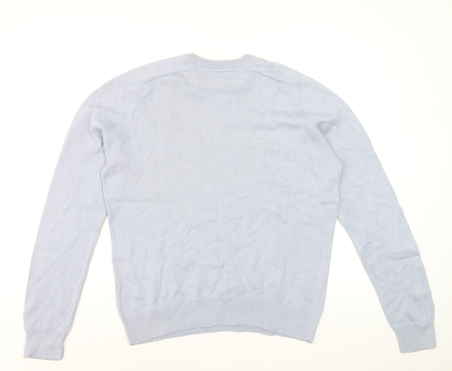 Farah Men's Light Blue Cotton Crew Neck Jumper S Modern Fit
