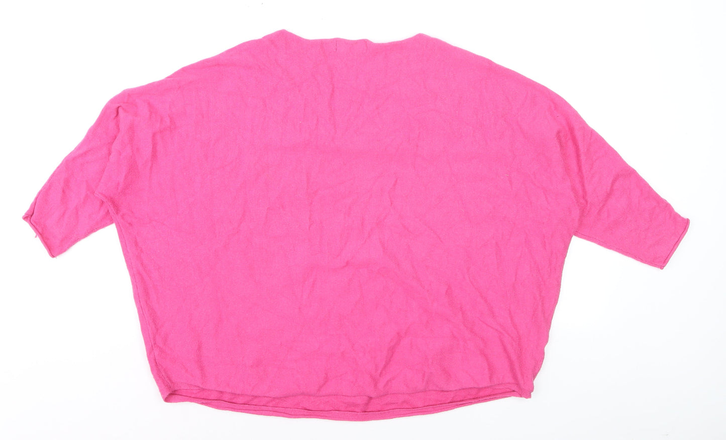 Bassini Women's Pink Cotton Blend Relaxed Pullover Jumper L