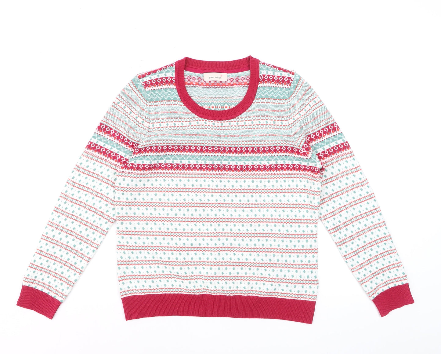 Marks and Spencer Women’s Multicoloured Fair Isle Crew Neck Jumper Size 14