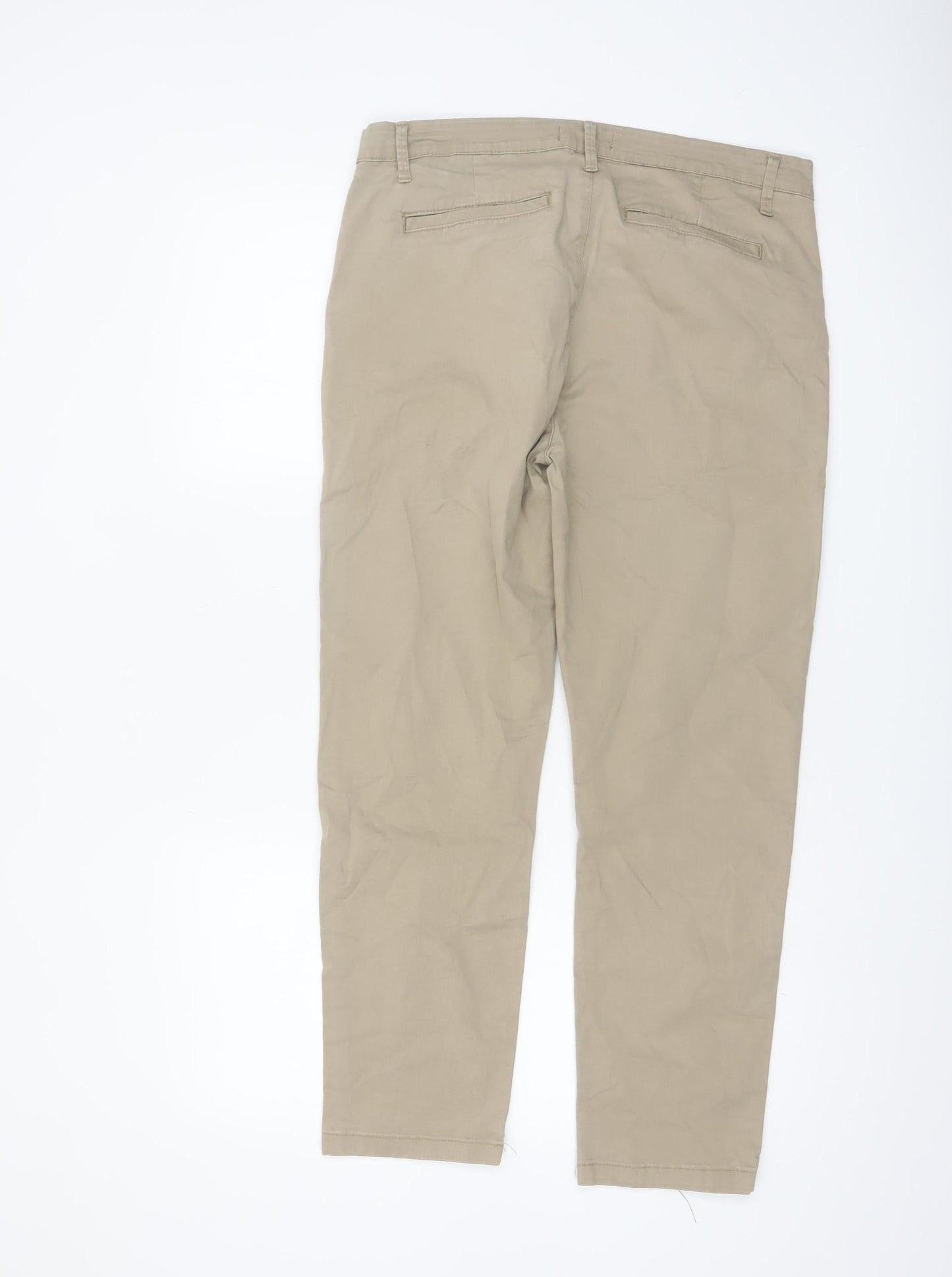 Request Men's Beige Slim Cropped Casual Trousers Size XL