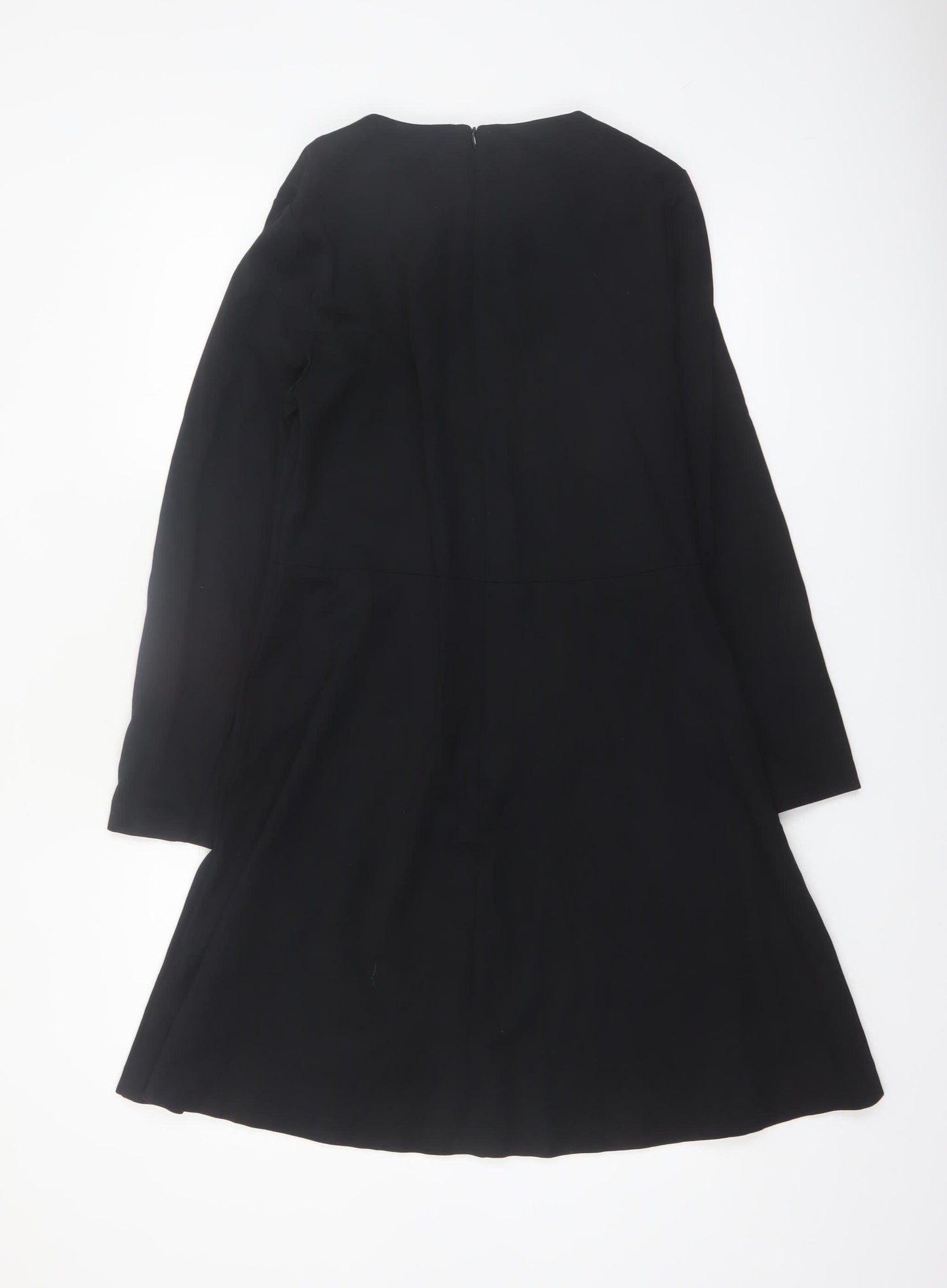 Marks and Spencer Women Black Size 14 A-Line Long Sleeve Work Dress