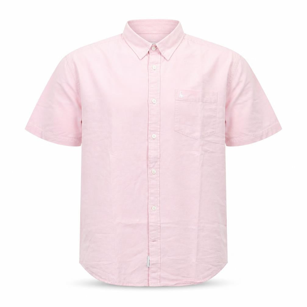 Jack Wills Men’s Pink Slim Fit Short Sleeve Button-Up Shirt M