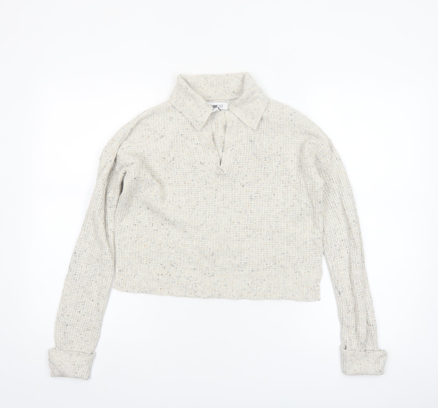 William Rast Women Ivory Collared Henley Knit Jumper XS
