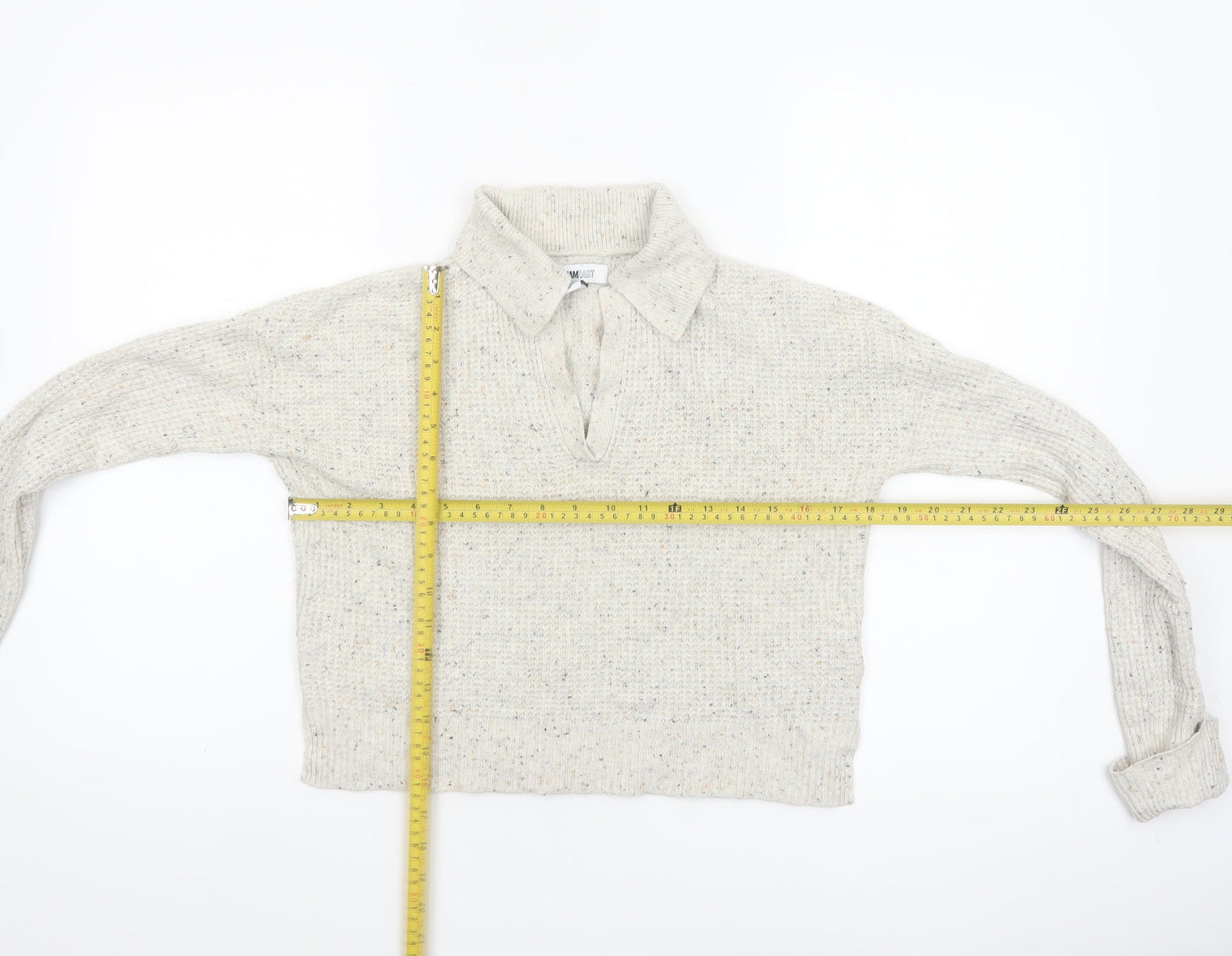 William Rast Women Ivory Collared Henley Knit Jumper XS