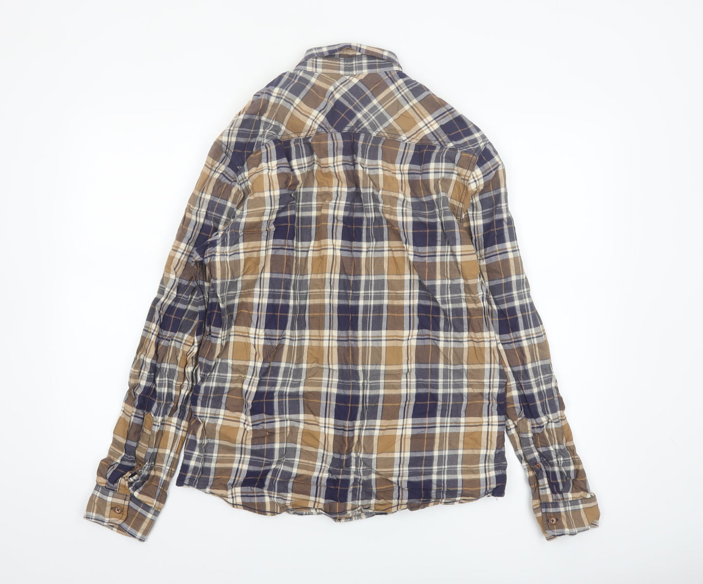 DNMX Men's Blue Checked Long Sleeve Button-Up Shirt Size L